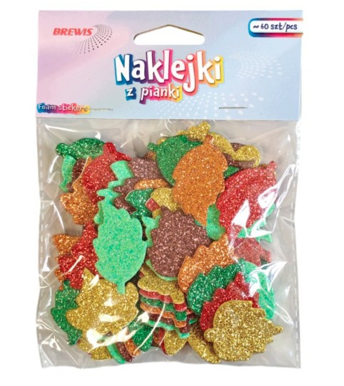 Naklejki z pianki PVC72 Liście z brokatem Brewis